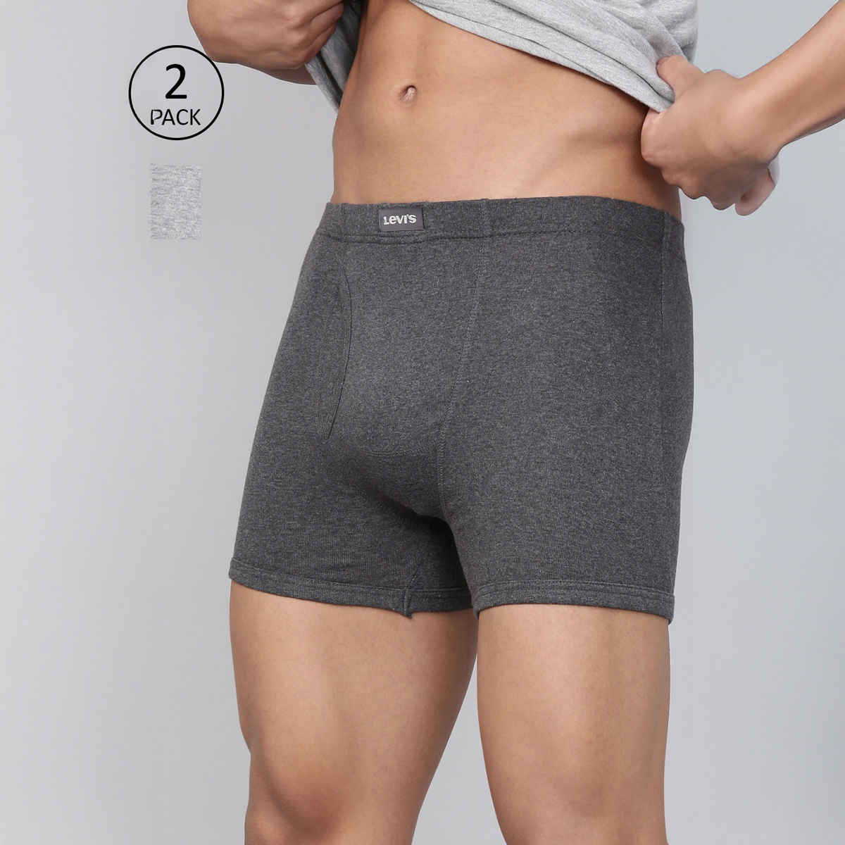 Levi's 010 Men 100% Cotton Boxer Briefs with Anti-Roll Waistband, Functional Fly