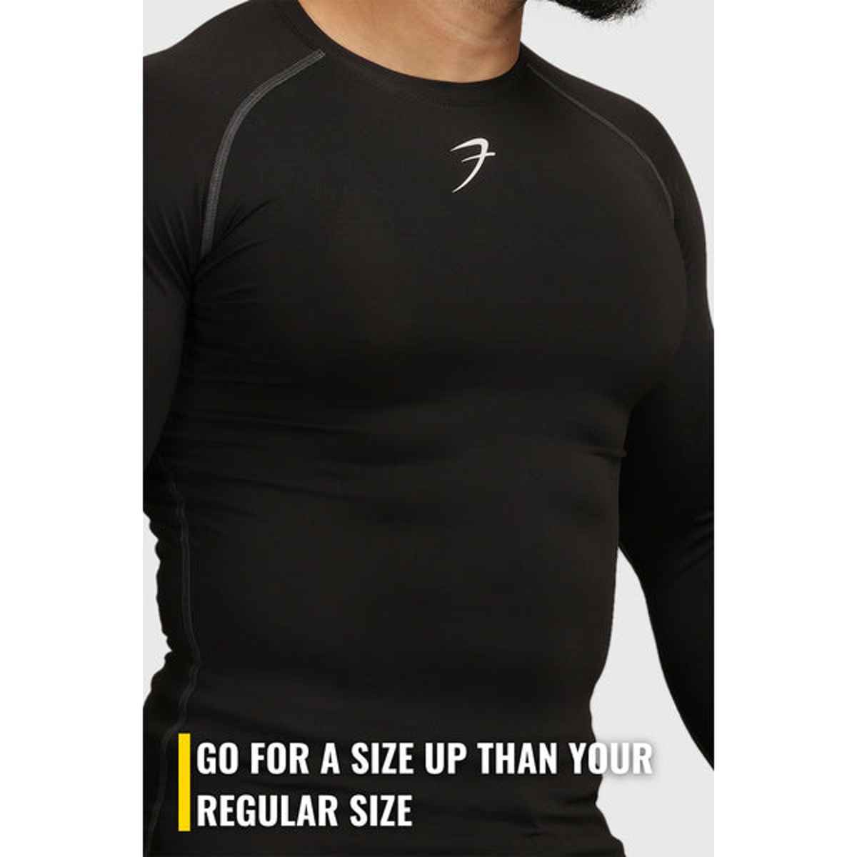 Fuaark Men's Compression Full Sleeve GYM T-shirt | Black - M