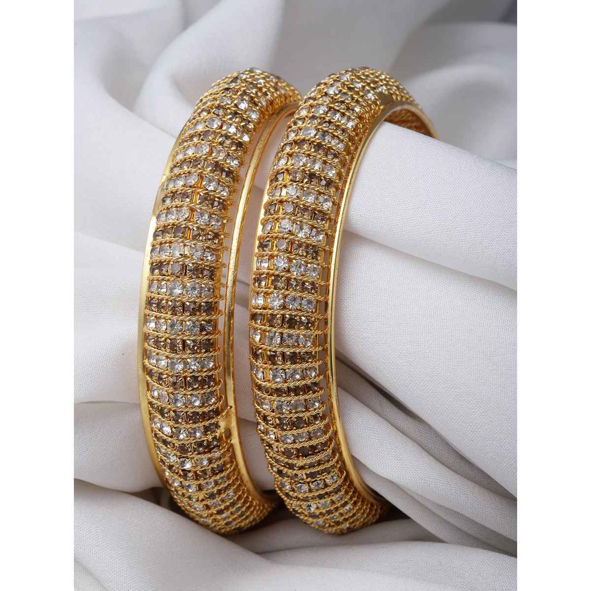 Sukkhi Gold Tone Plated White Broad Bracelet Bangle Set Jewellery for Women - 2.4