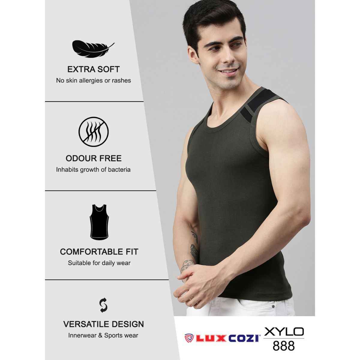 Lux Cozi Men's Colour Cotton Gym Vest | Assorted | 85