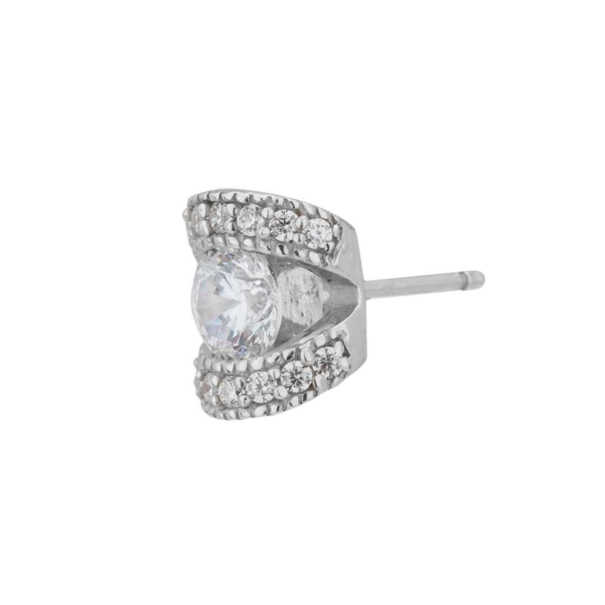 Carlton London Rhodium Plated with CZ Stud Earring | FJE1520