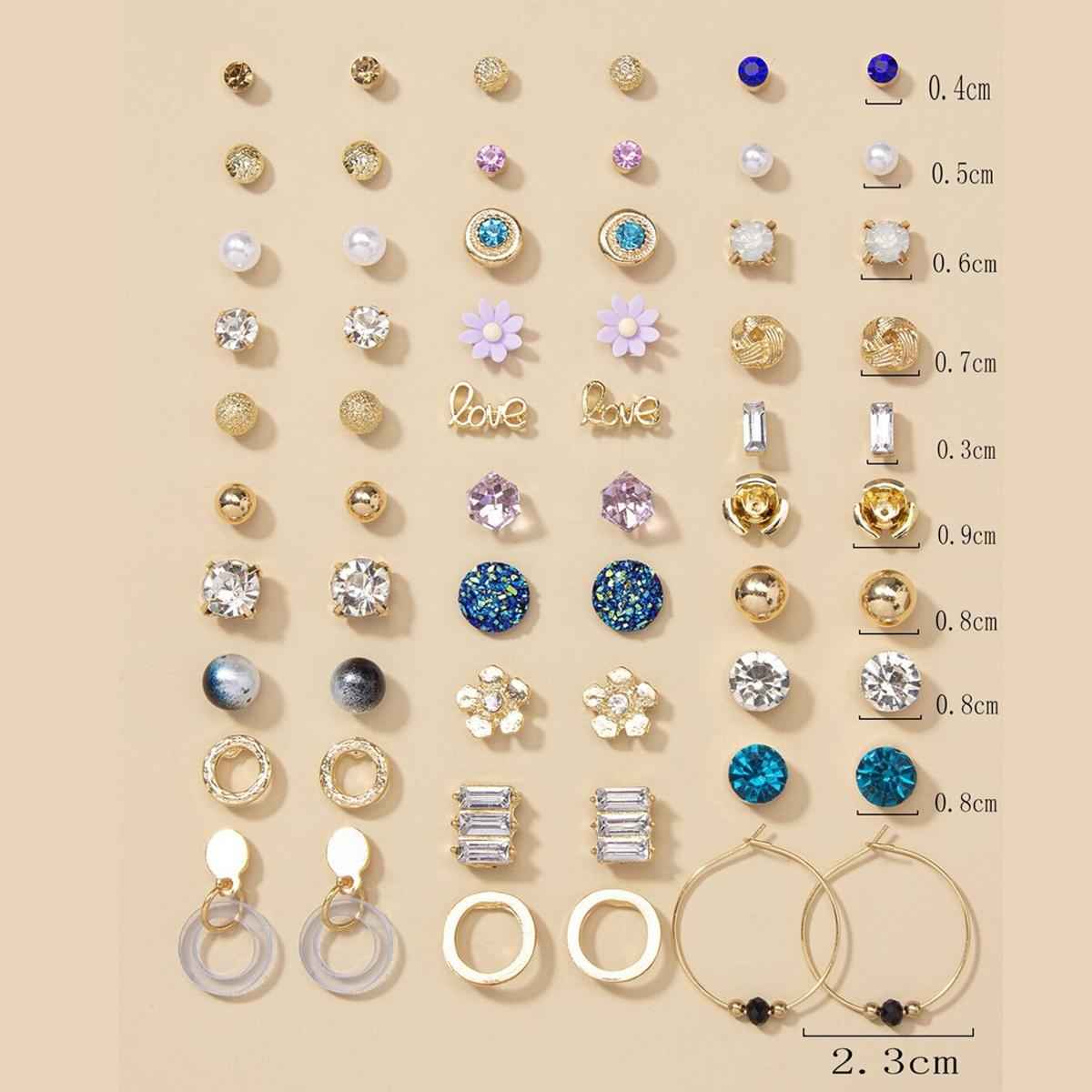 Jewels Galaxy Gold-Plated Frequesnt-Use Multicolor Stud Earrings (1 Pack 60 Pieces)
