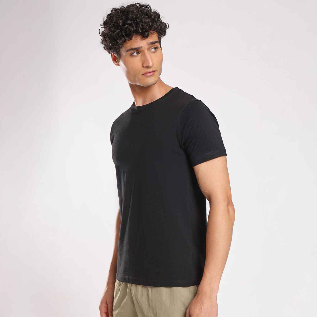 Nobero Men's Plain Classic Fit T-shirt | Black - XXXL