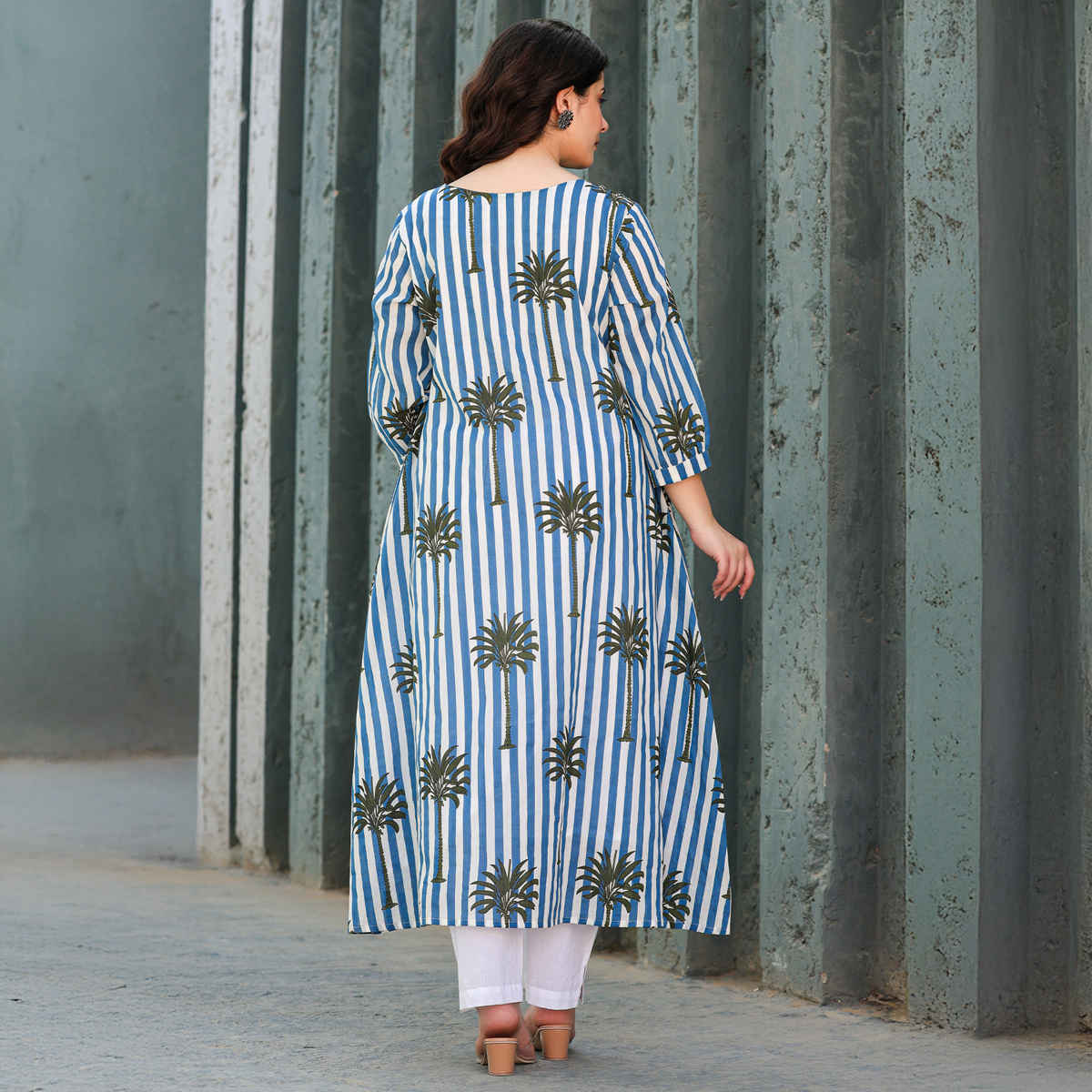 INDO ERA Women's Printed A-Line Kurta Pant set | KS0ML11341 | Multicolour - S