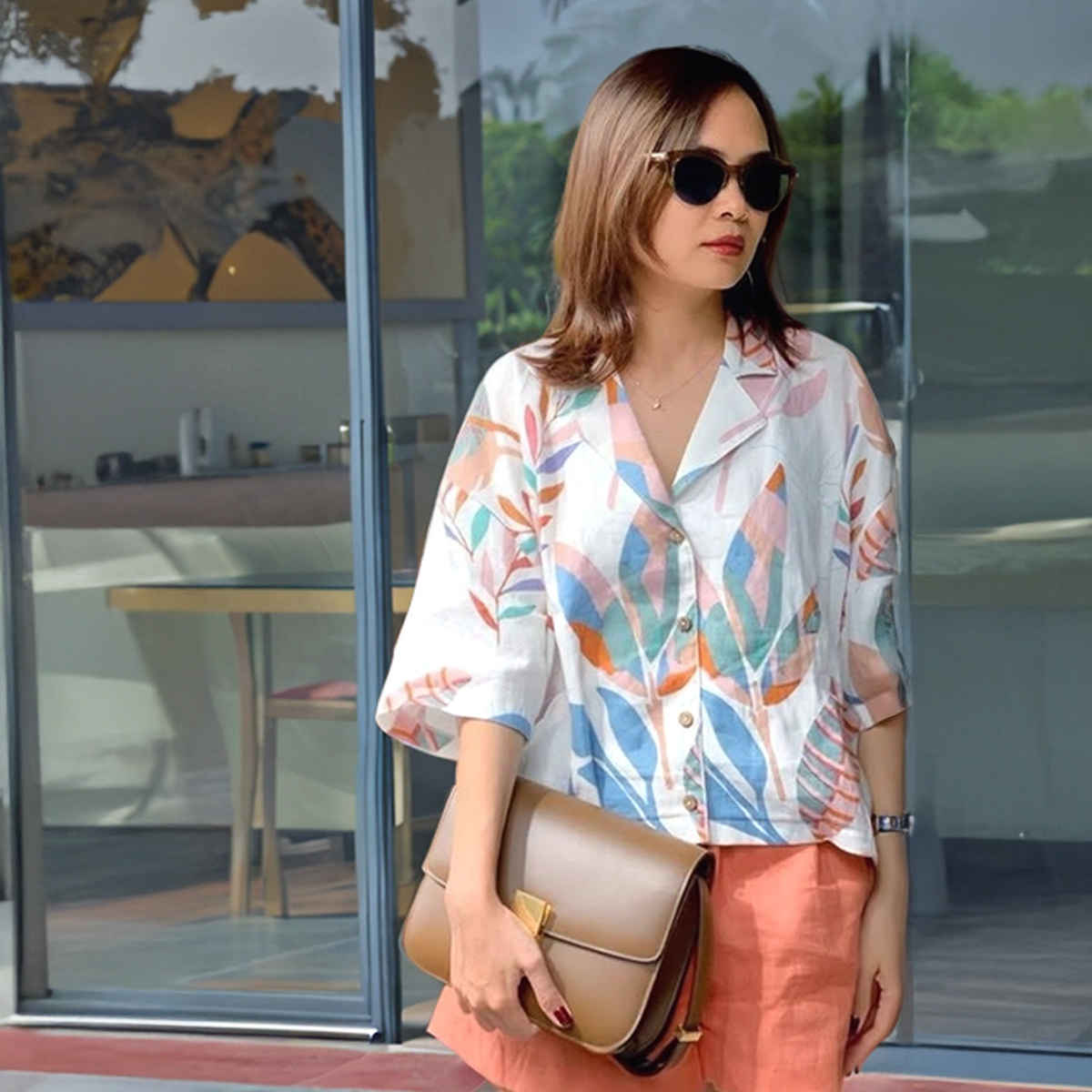 GoSriKi Women's Floral Printed Rayon Regular Fit Top | DIGOD | White - M