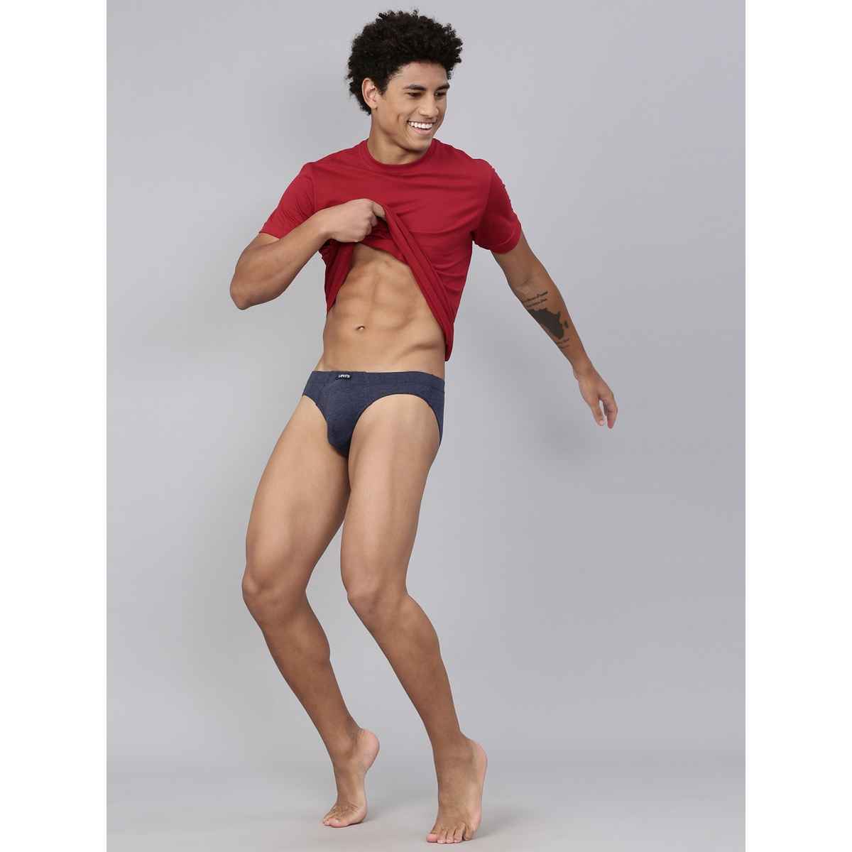 Levi's 011 Men's Comfort Brief | Contoured Double Pouch | Pack of 3 | Black,Navy Mel,Wine | S