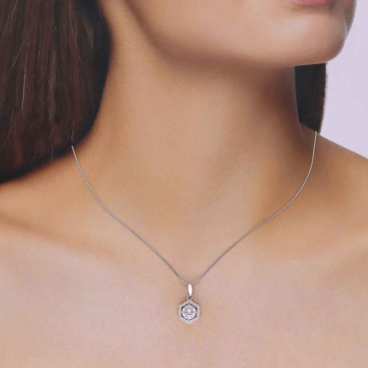 Kai Jewel Silver Solitaire Pendant with Chain