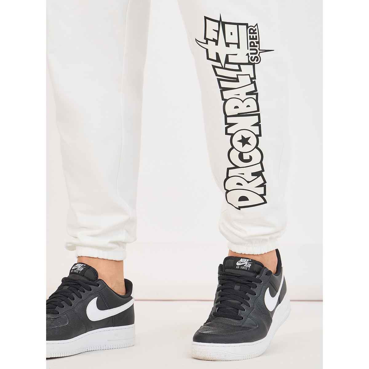 Styli Men's Graphic Jogger with Dragon Ball Super Character Print | Cream - S