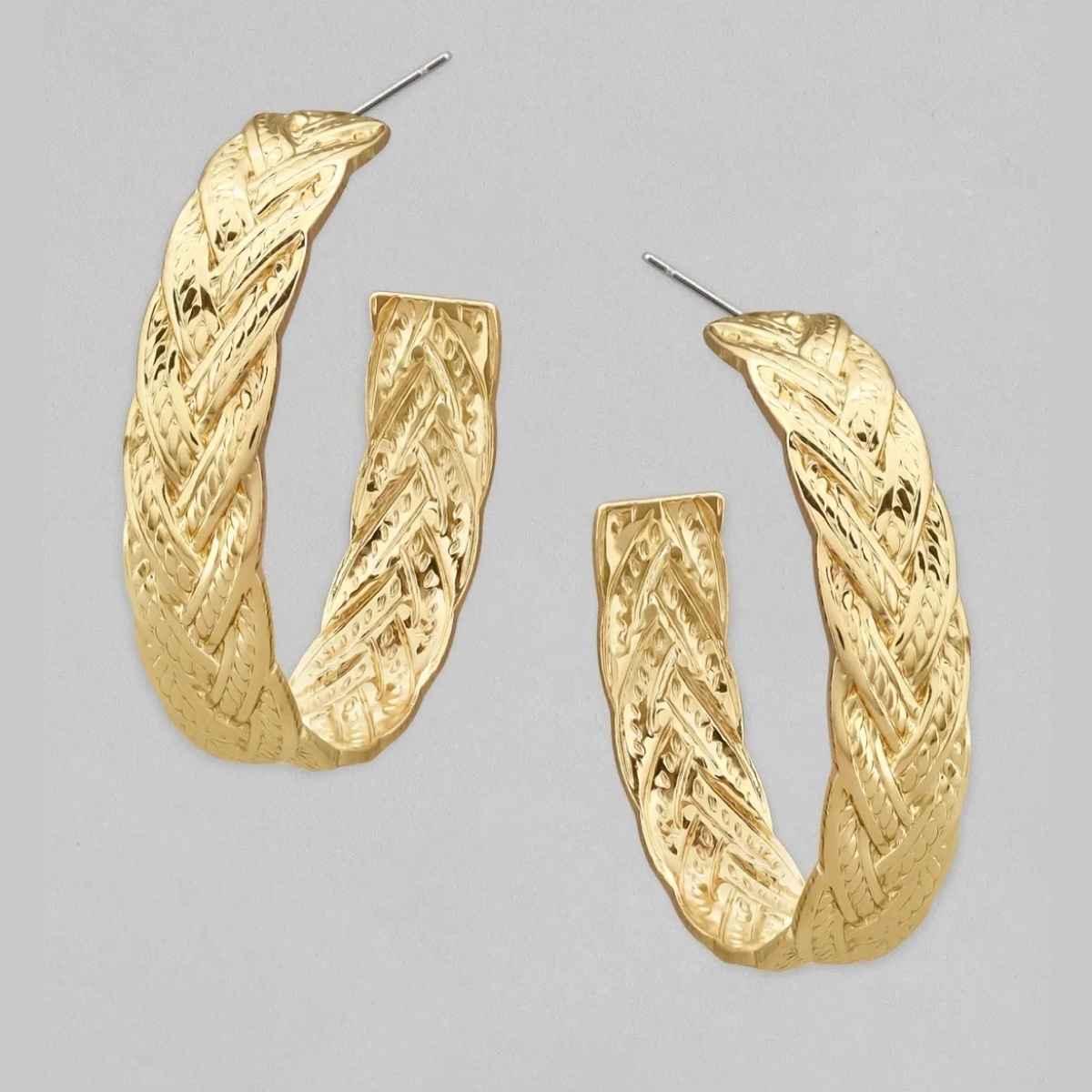 Rubans Gold-Toned Contemporary Half Hoop Earrings