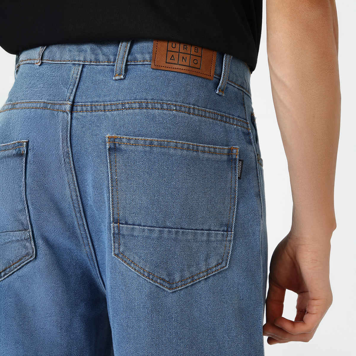 Urbano Fashion Men's Jeans Loose Baggy Fit Washed Non-Stretchable | Light Blue | 34