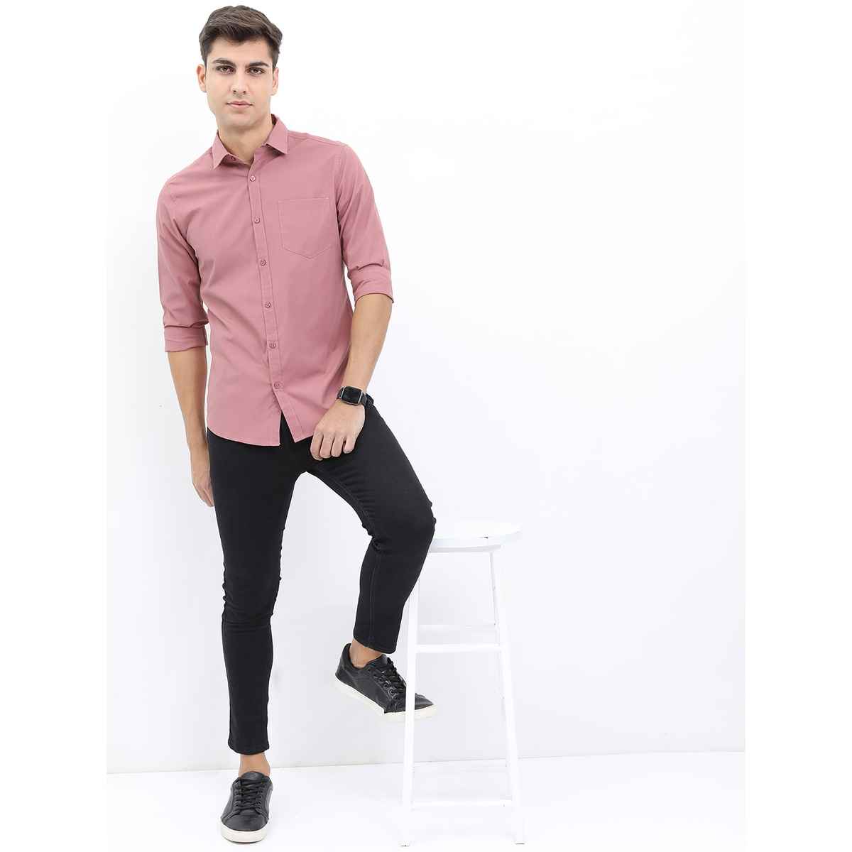 Ketch Men Solid Slim Fit Casual Shirt | Pink | L
