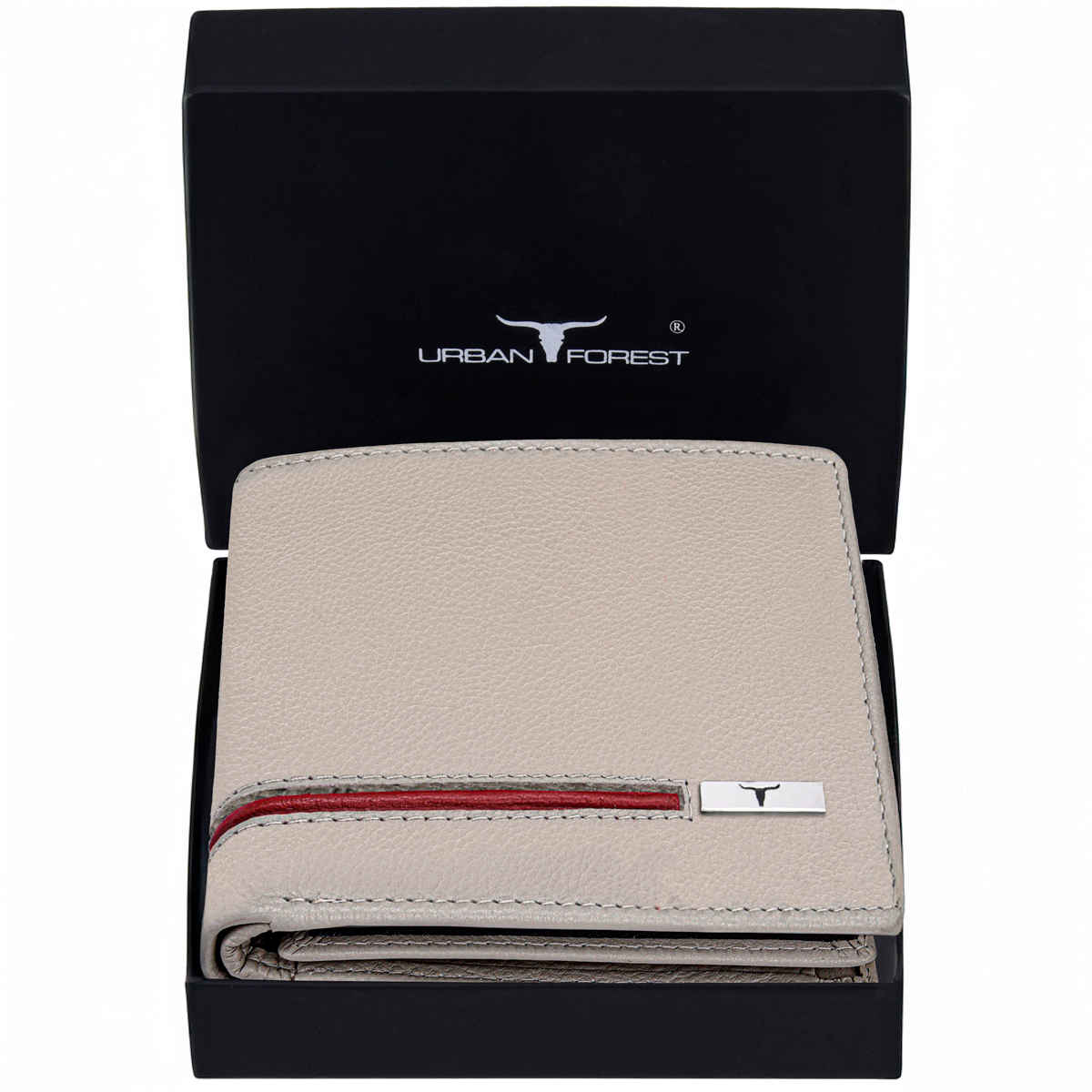 URBAN FOREST Men's Stag Leather Wallet | Sand & Red