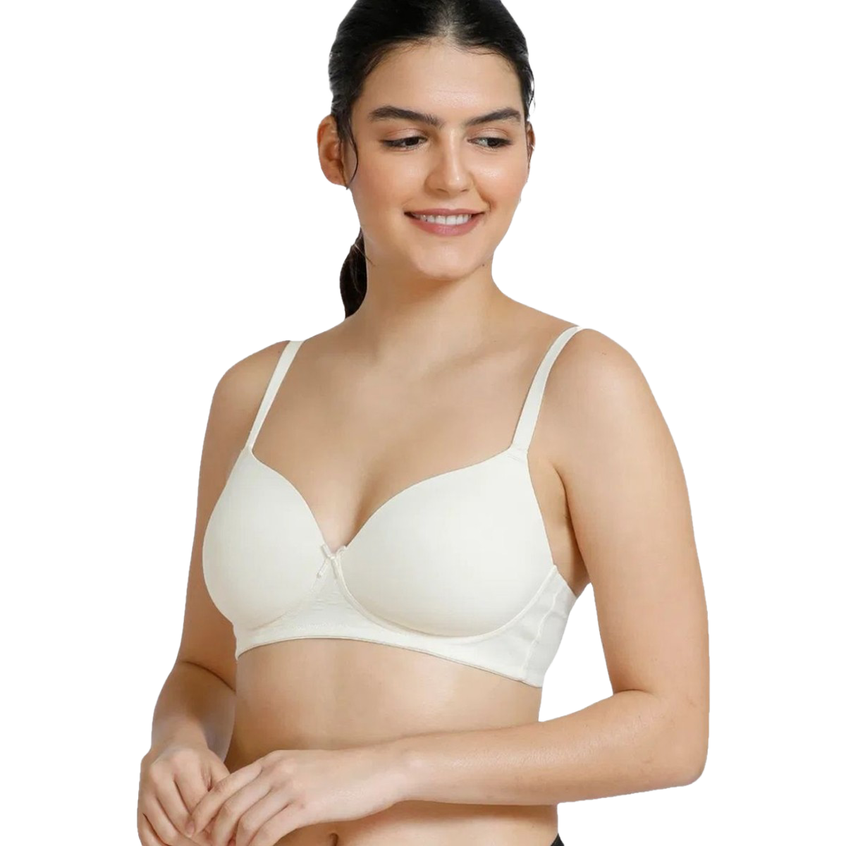 Zivame Women's Padded Non Wired 3/4th Coverage T-Shirt Bra | White - 36B