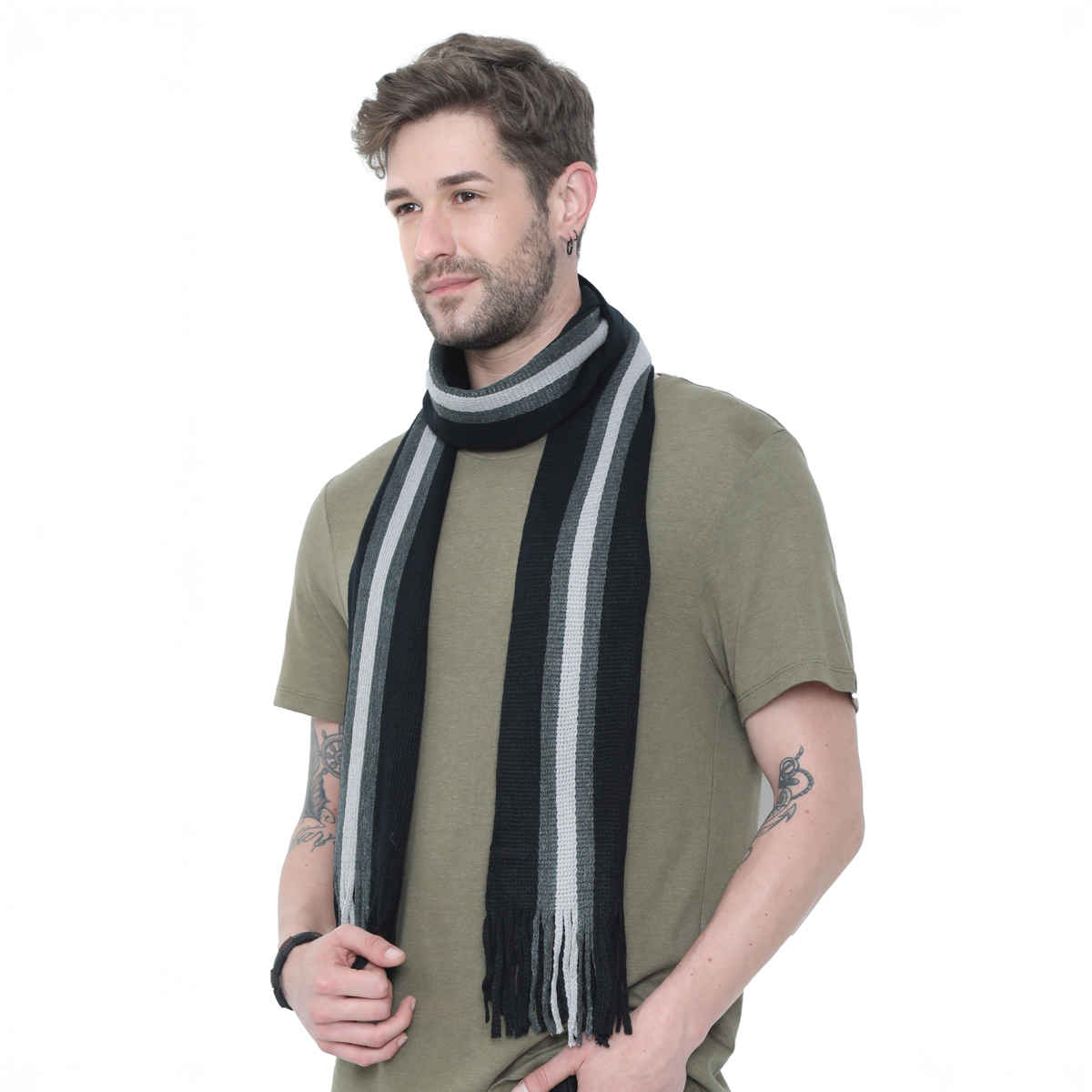 Fabseasons Unisex Acrylic Wool Muffler | Black - One Size