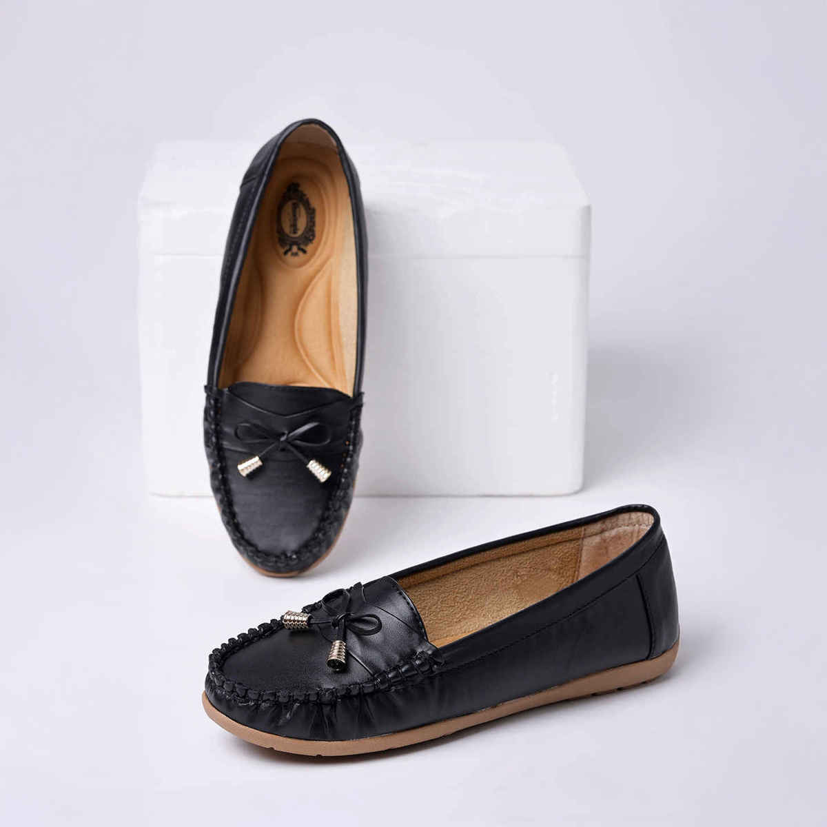 Shoetopia Women's Comfortable Loafers | Black - UK 4
