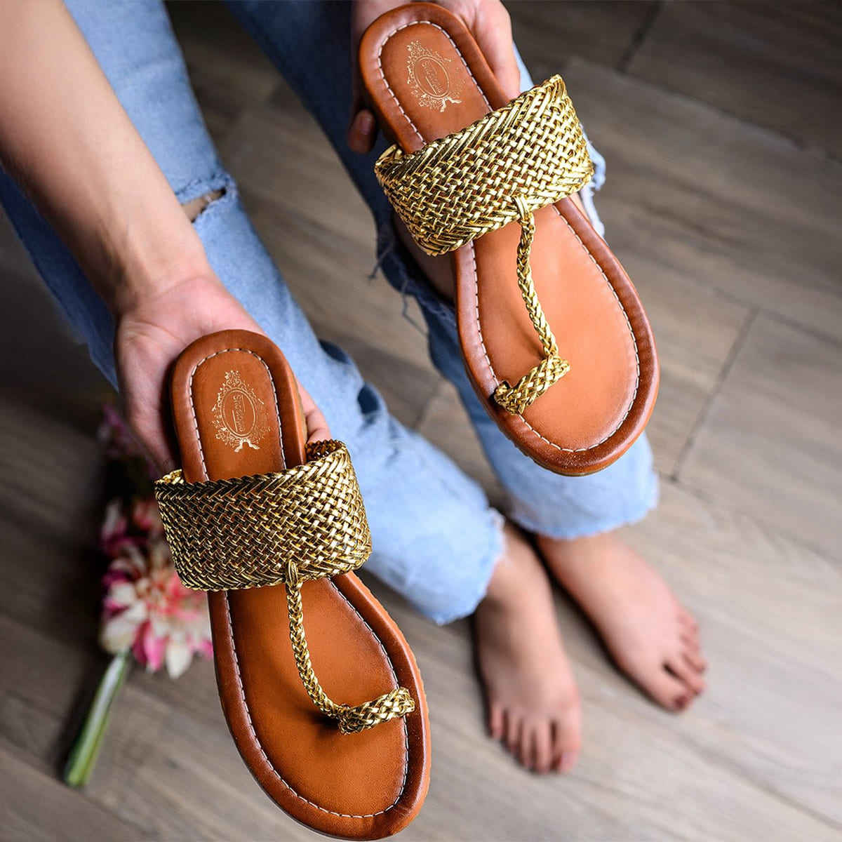 Shoetopia Women Golden Flats | UK 5