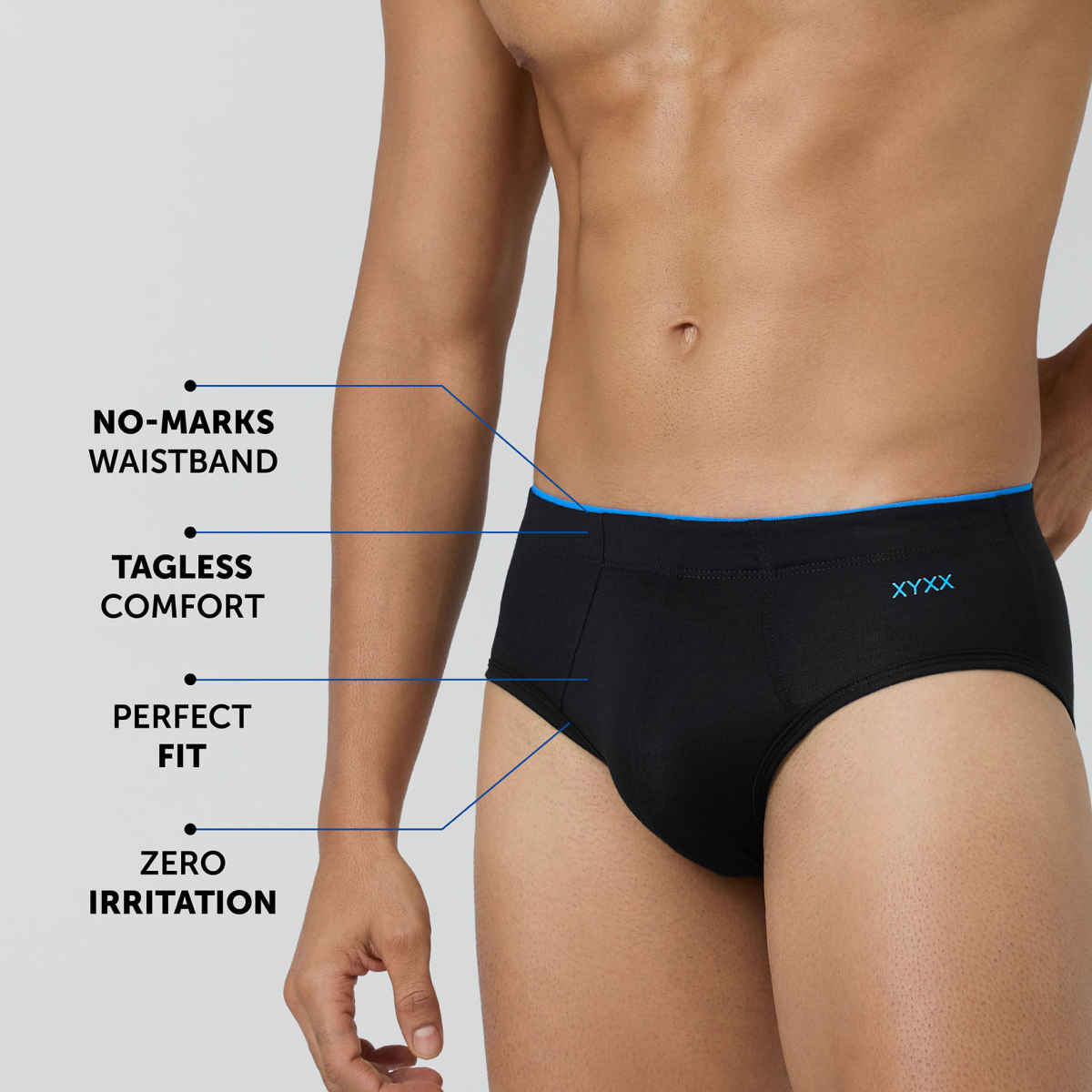 XYXX Men's Uno Modal Briefs pack of 2, Black & Dress Blue| L