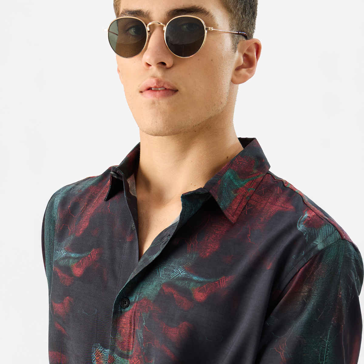 The Souled Store Men's Regular Rebel Moon - Kora Holiday Shirts | Black | L