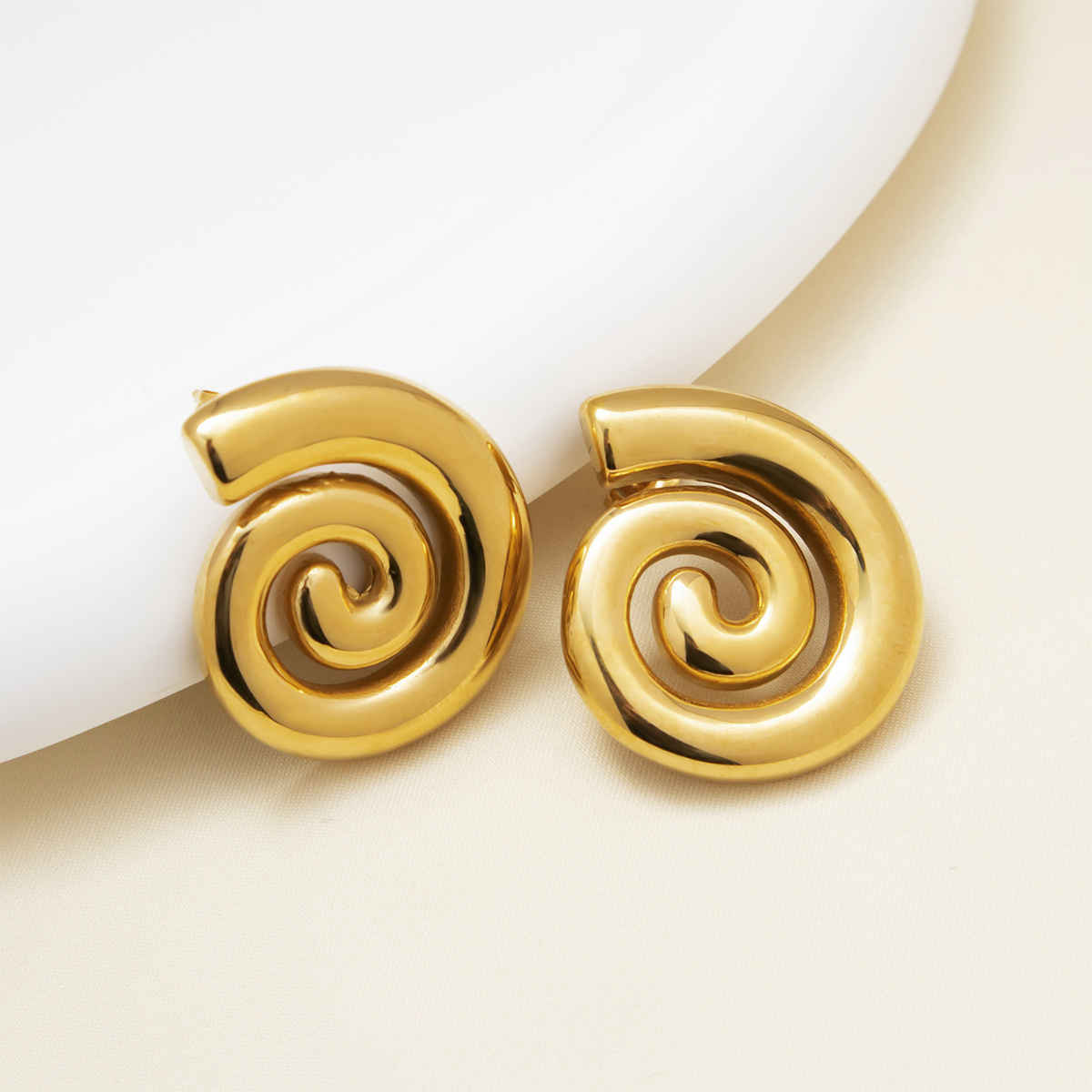 LabelShe Gold Plated Stainless Steel Spiral Chunky Earrings | LS-ERG-57083