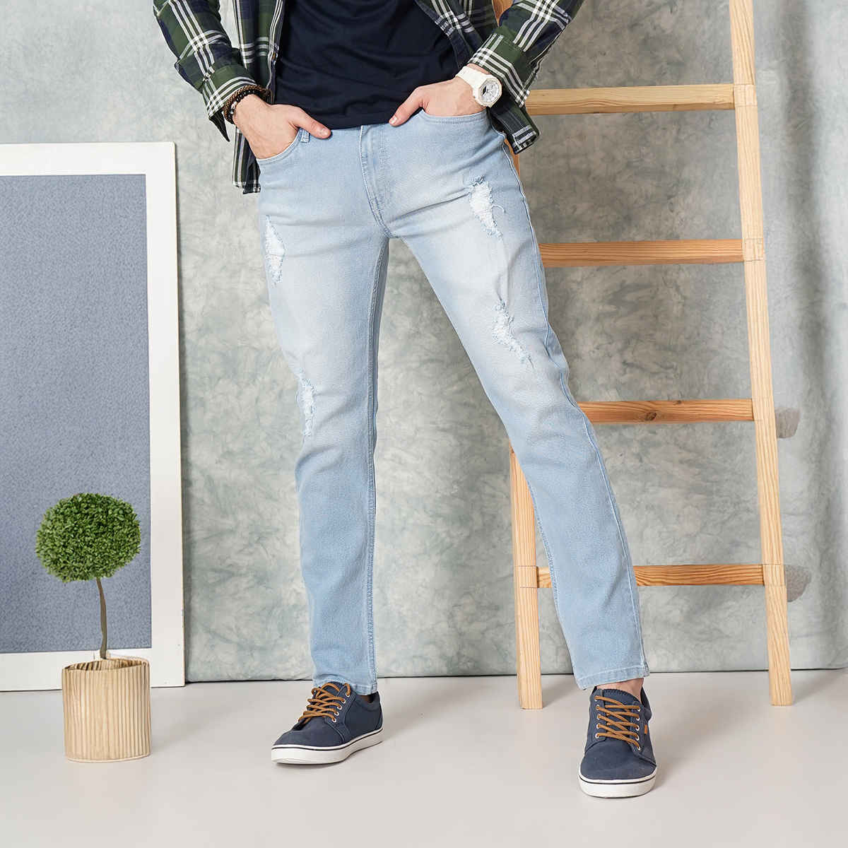 The Indian Garage Co Slim Fit Casual Jeans | Blue - 34