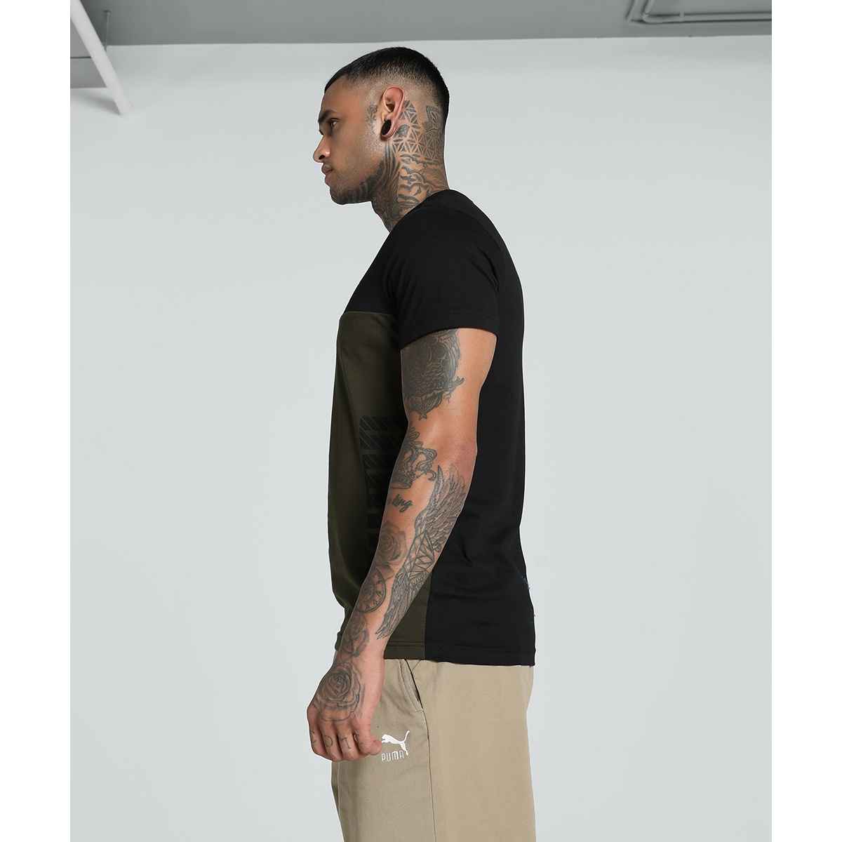 Puma Men's T-Shirt Wording - Green | L