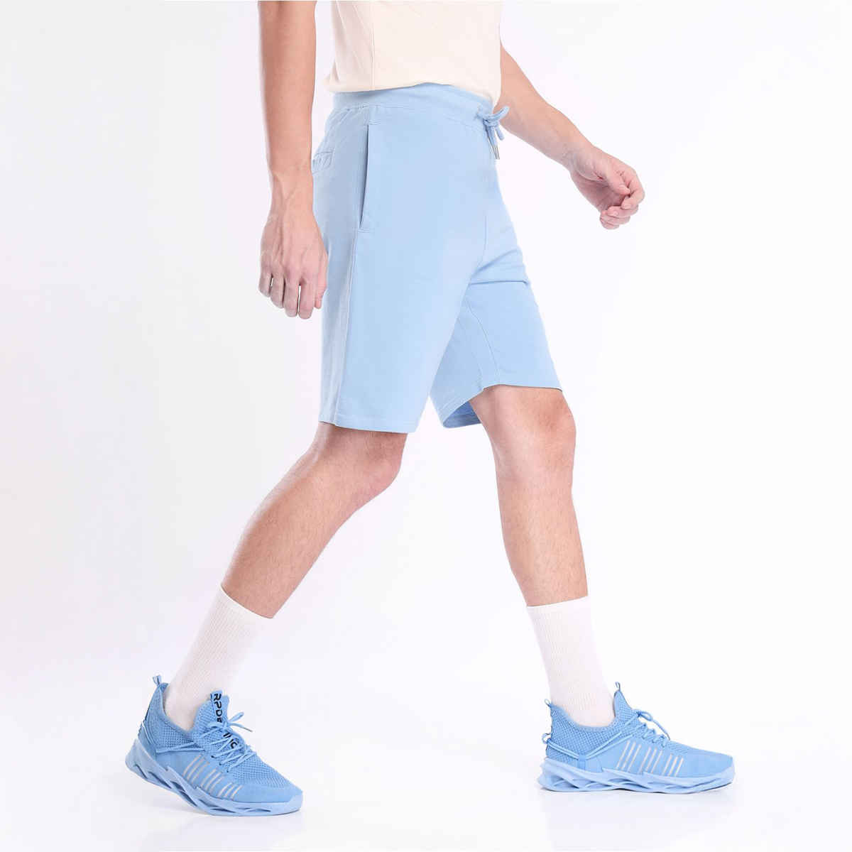 Nobero Men Zip Pocket Shorts - Powder Blue - XL