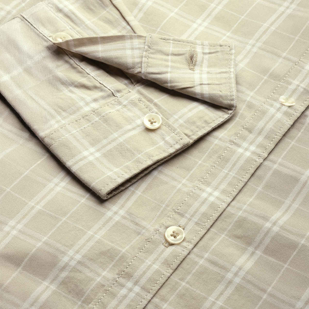 The Indian Garage Co Men's Slim Fit Checkered Casual Shirt | Beige - XL
