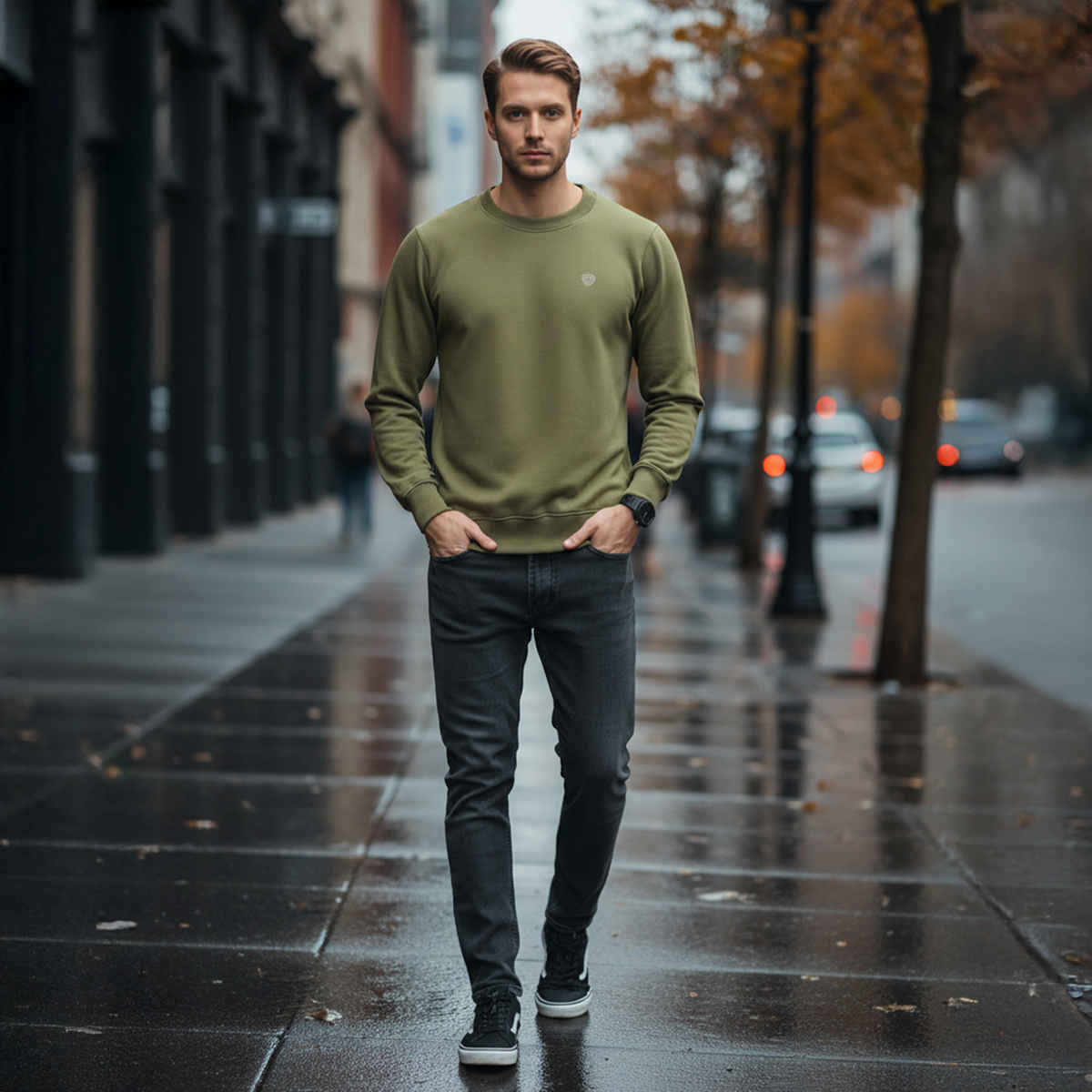 Lux Cozi Men's Sweatshirt Warmth Meets Everyday Fashion | Olive - M