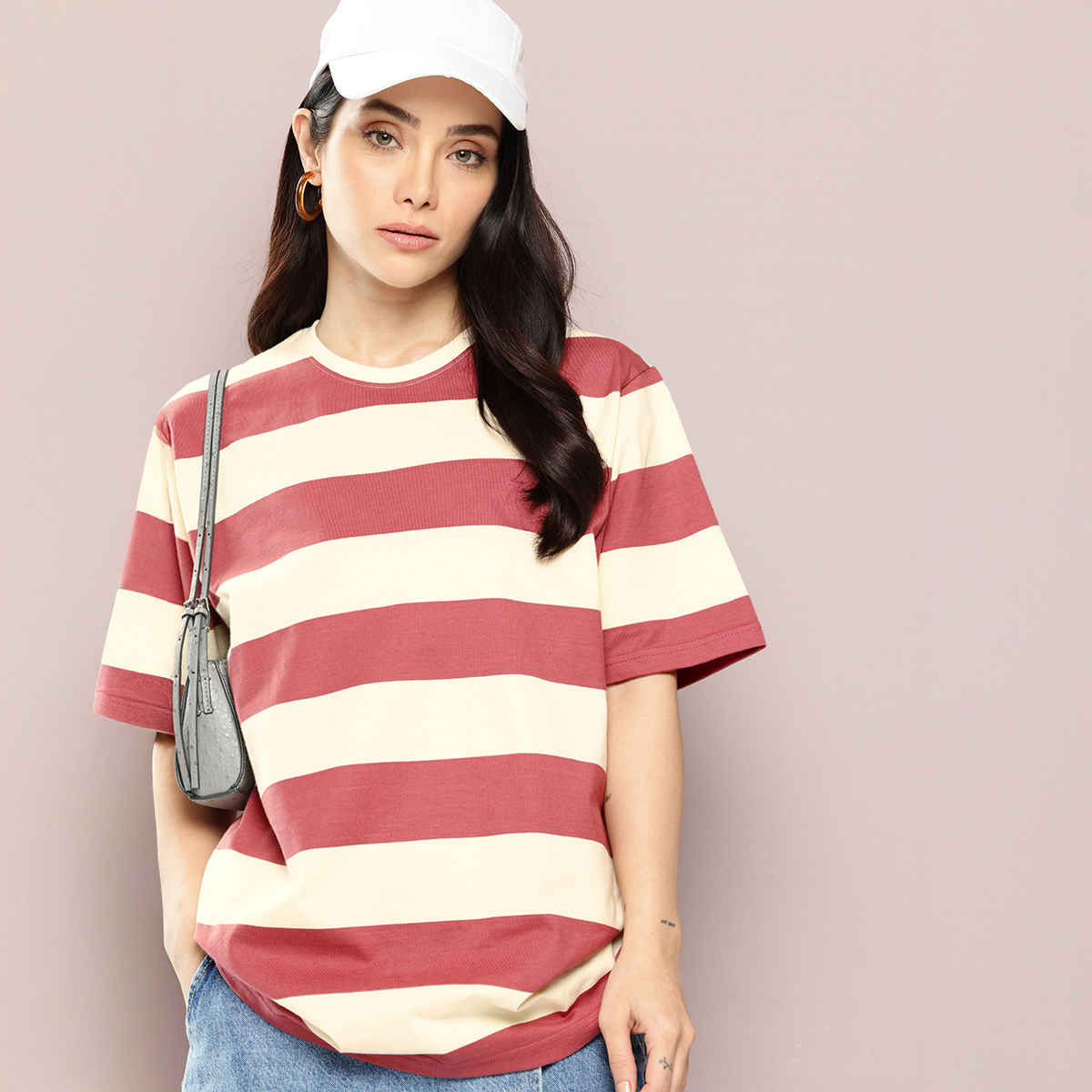 Dillinger Women's Short Sleeve Oversized Yarn Dyed T-shirt | Mauve - XL