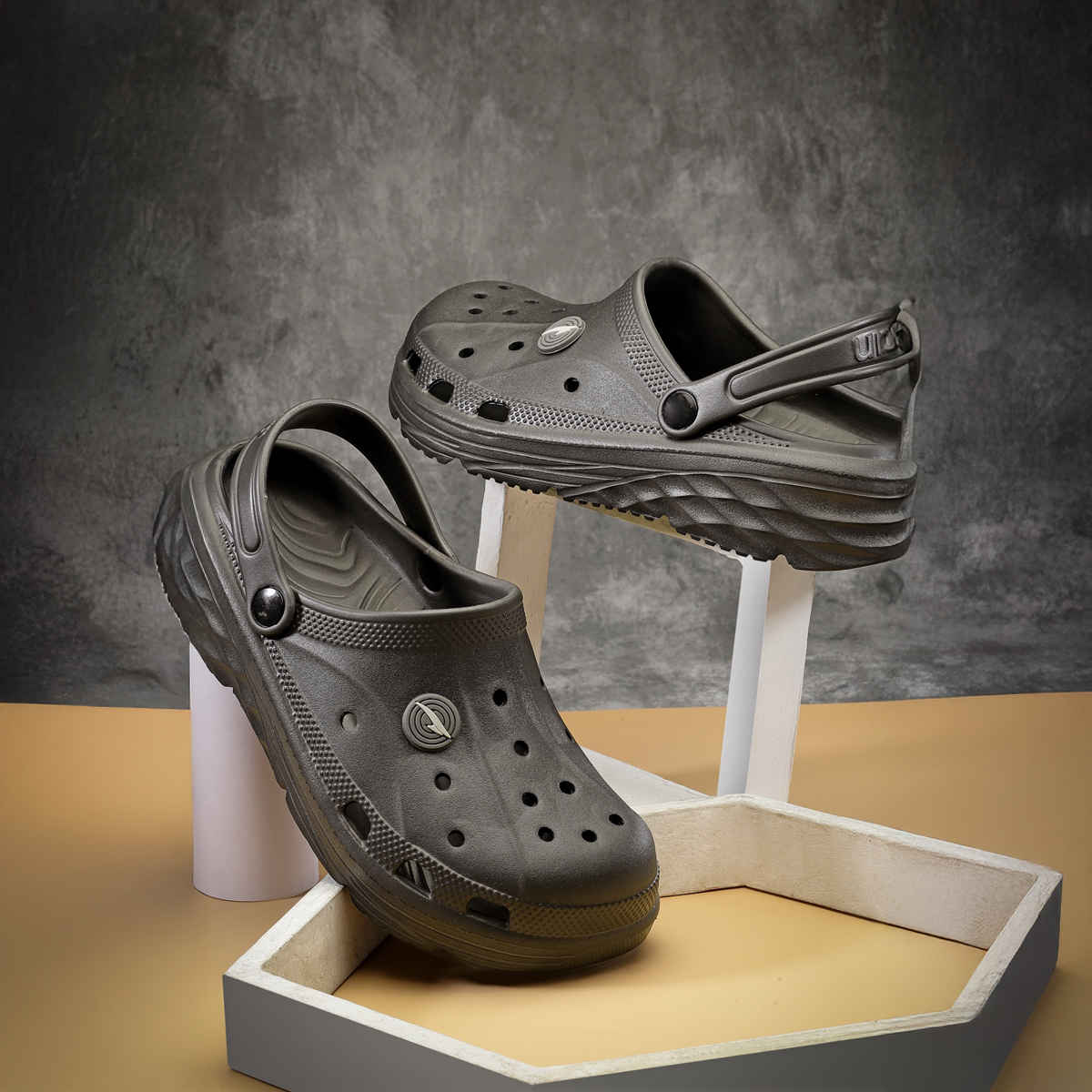 Asian Agc-14 Men Clogs Dark-Grey (Size-10)