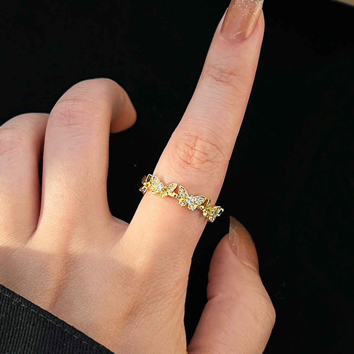 LabelShe Gold Plated Stainless Steel Butterfly Adjustable Ring | LS-RNG-72178