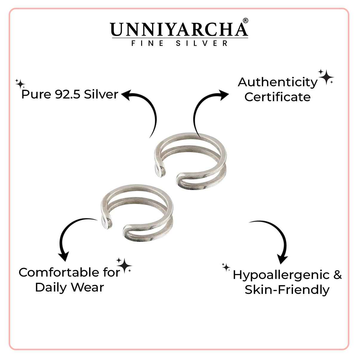 Unniyarcha 925 Silver Double Wired Toe Ring