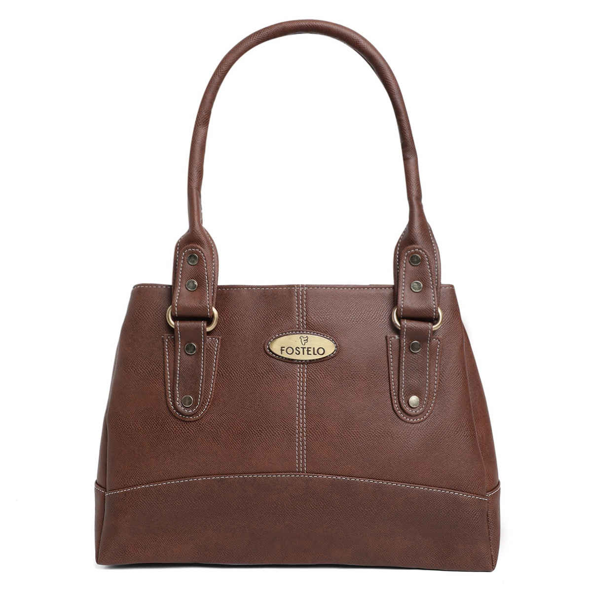 Fostelo Women's Vegan Leather Birdie Handbags Shoulder Hobo Bag Ladies Purse | Brown | Large