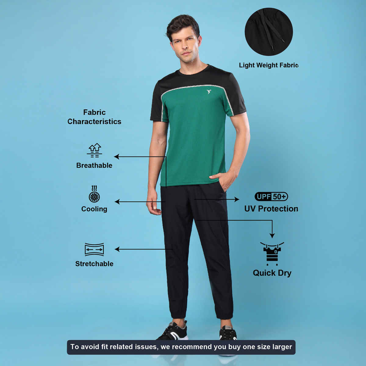 Technosport Men Poly Solid Relaxed Fit Sports Joggers with ELASTO PLUS | Black | L