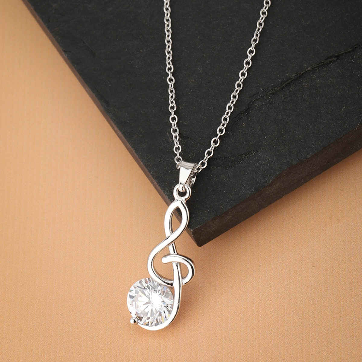 Carlton London Rhodium Plated with CZ Infinity Pendant with Chain | FJN1539