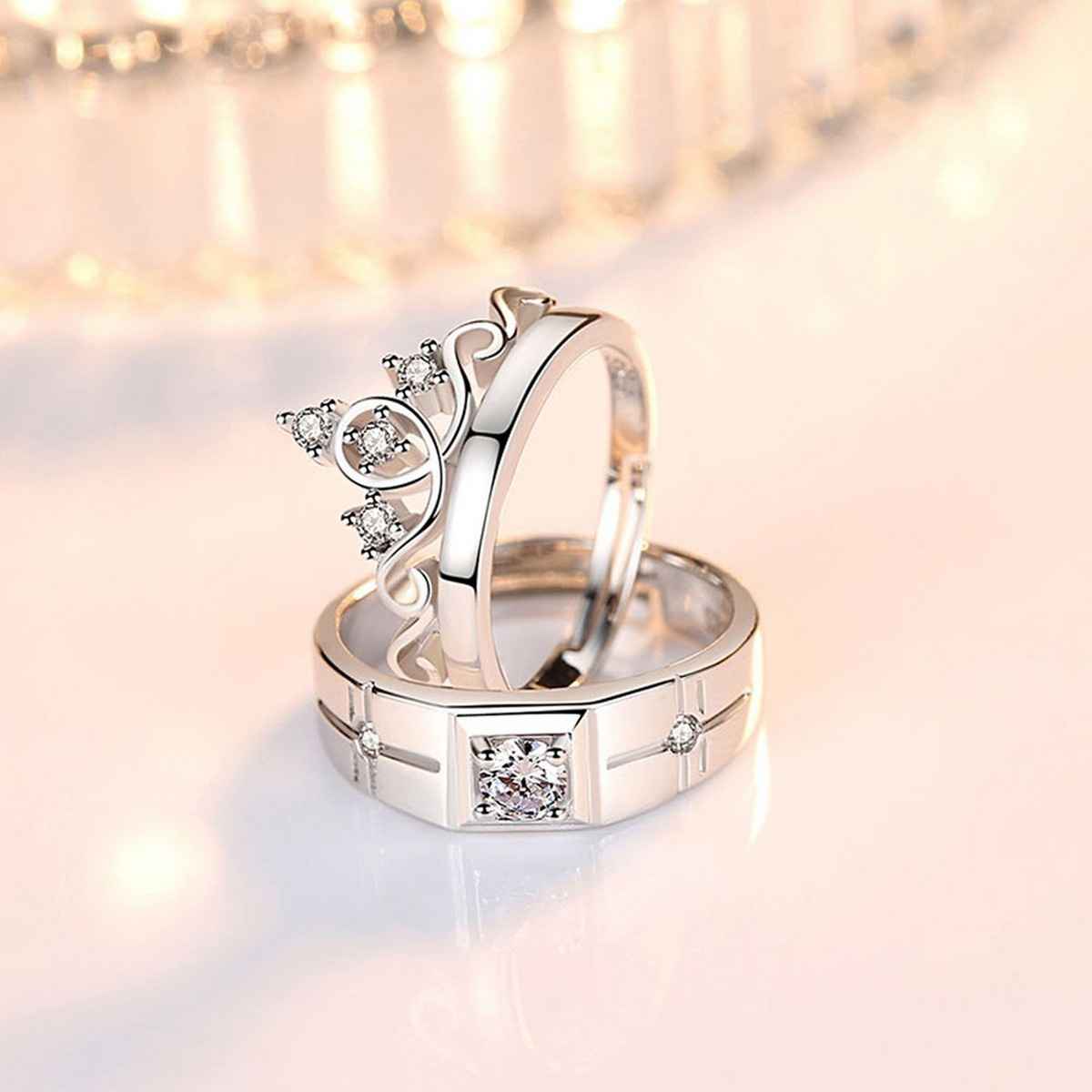 Fashion Frill Women's Crown Rings Silver Adjustable
