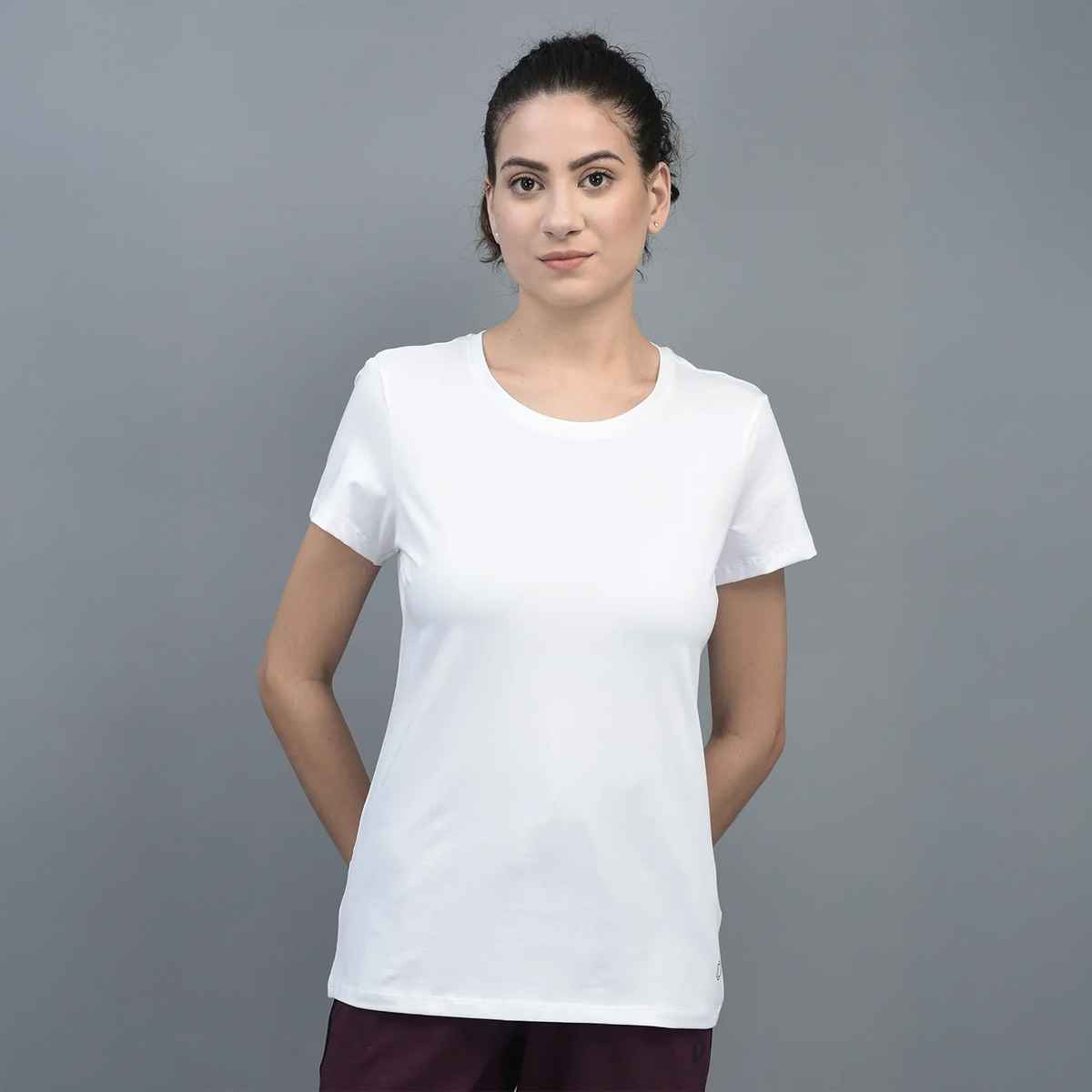 Dollar Women Round Neck T-shirt - White | Stretchable Cotton | L