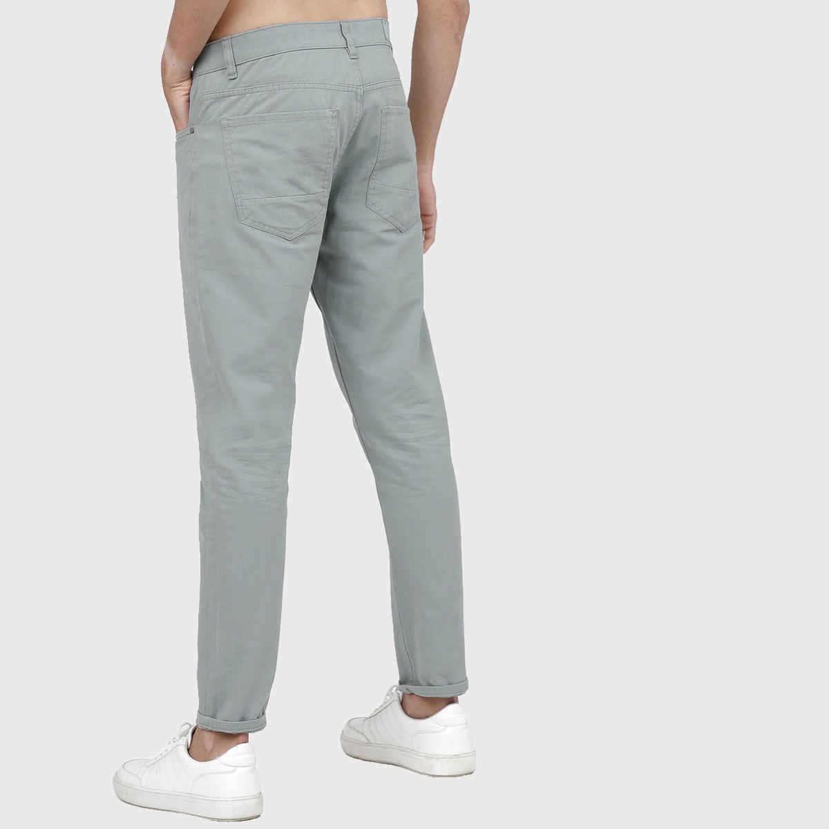 Ketch Men's Tapered Fit Cotton Chinos Trousers | Grey - 32