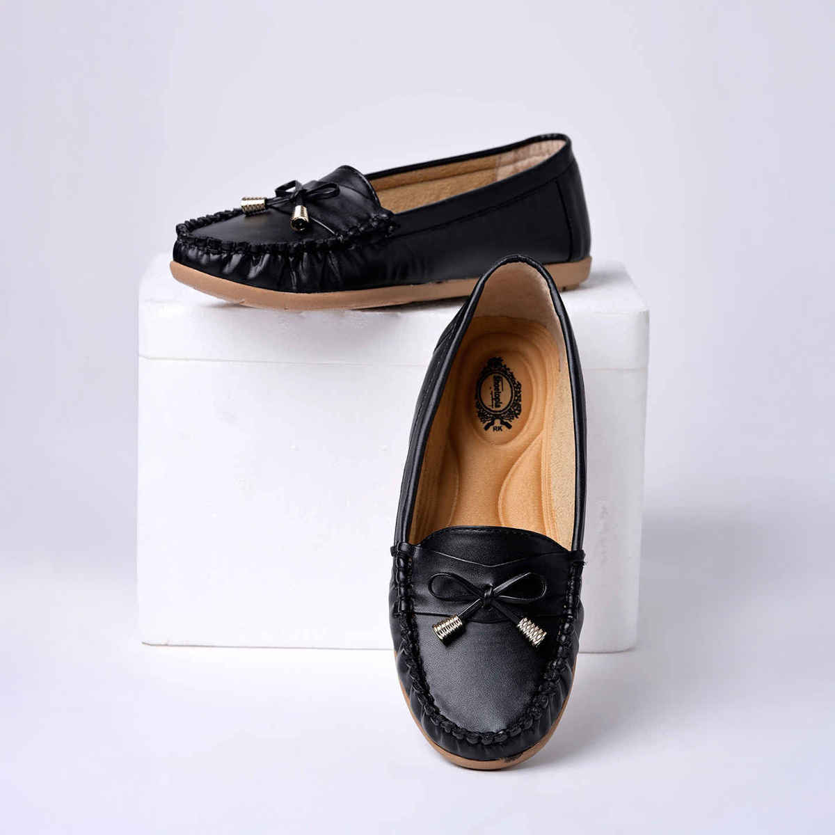 Shoetopia Women's Comfortable Loafers | Black - UK 8