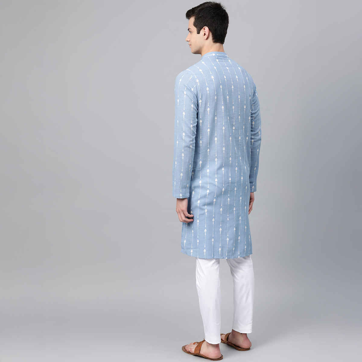 See Designs Men's Printed Straight Kurta | Blue - S