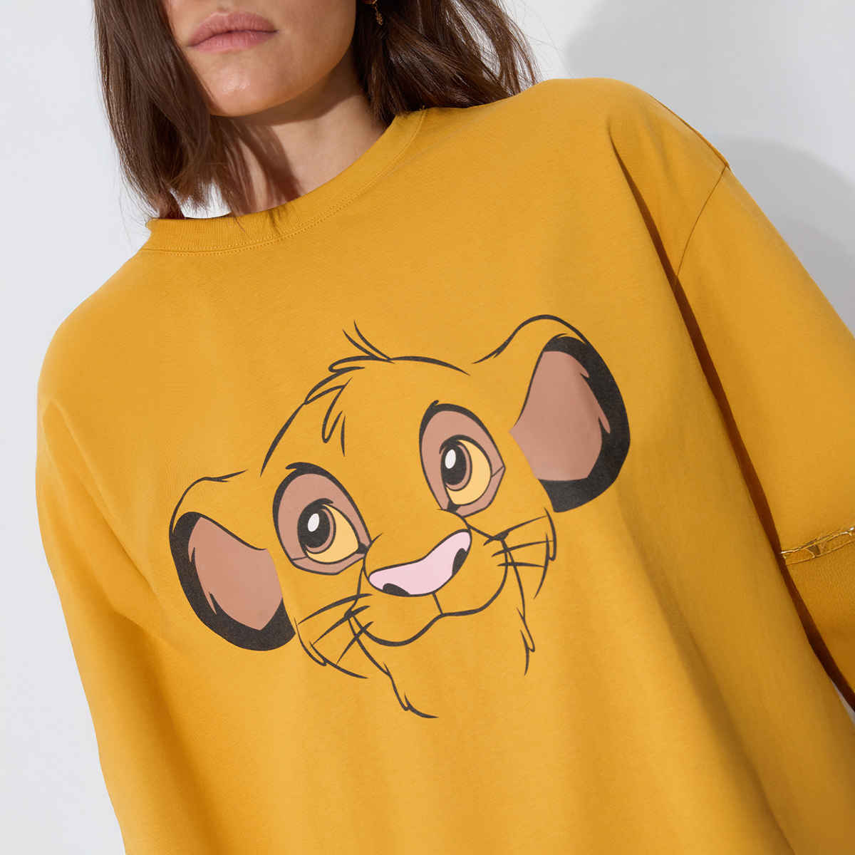The Souled Store The Lion King- Super Simba Women s Oversized T-shirts | Yellow | XS
