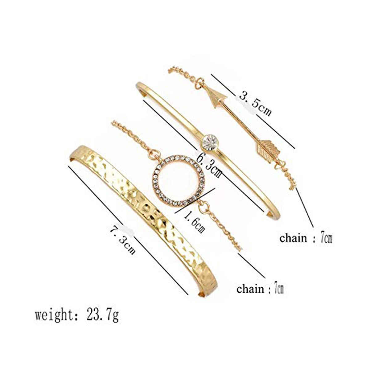 Jewels Galaxy Gold Plated Contemporary Set Of 4 Bracelet Combo (1 Pack 4 Bracelets)