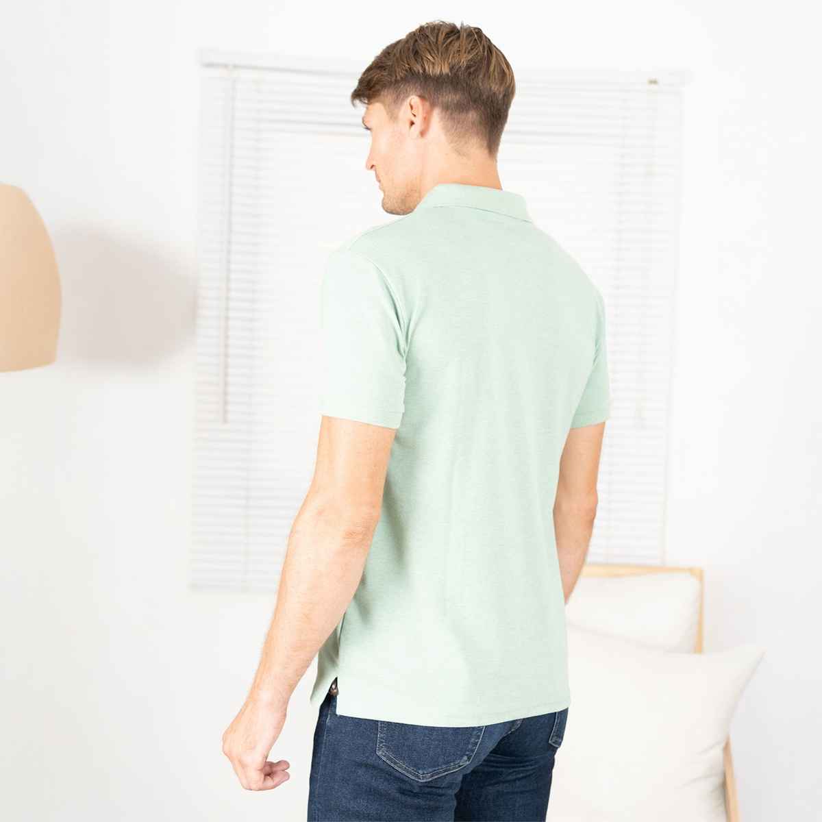 Lux Cozi Men's Solid Cotton Polo T-shirt | Mint Green - M