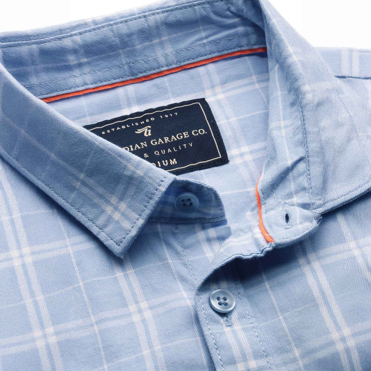 The Indian Garage Co Men's Slim Fit Checkered Casual Shirt | Blue - S