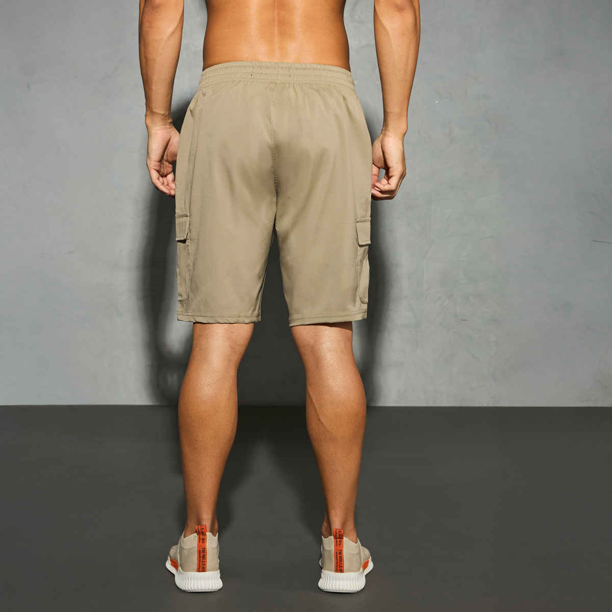 Technosport Men Poly Solid Slim Fit Sports Shorts with TS FLEXI | Khaki | XL