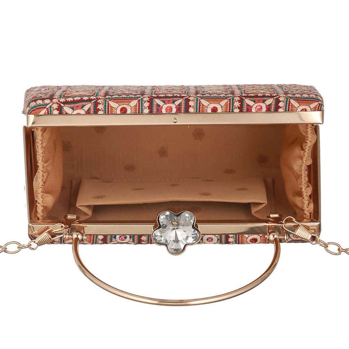 Priyaasi Women's Embroidered Metal Clutch | Multicolour - Free Size
