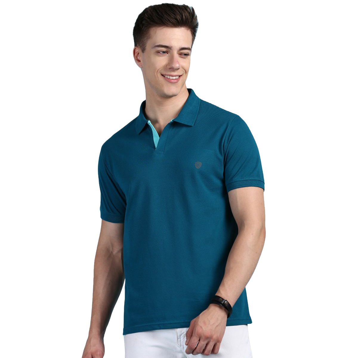 Lux Cozi Men's Solid Cotton Polo T-shirt | Emerald - S
