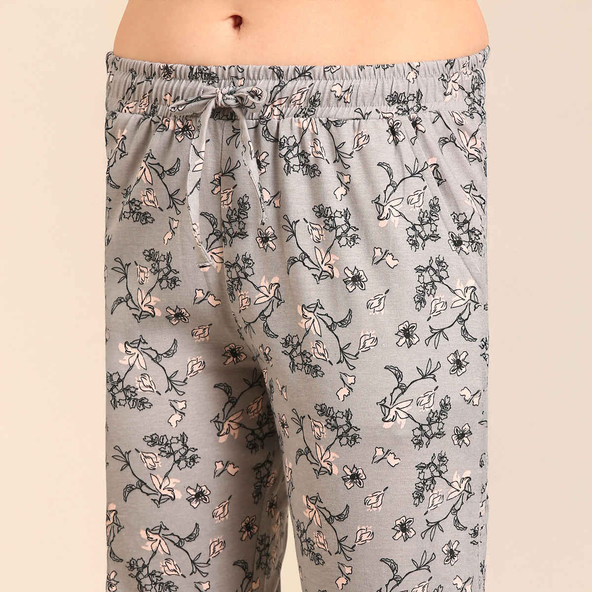 Pepe Jeans Premium Cotton Night Suit | Soft And Comfortable, Grey Floral, Xxl