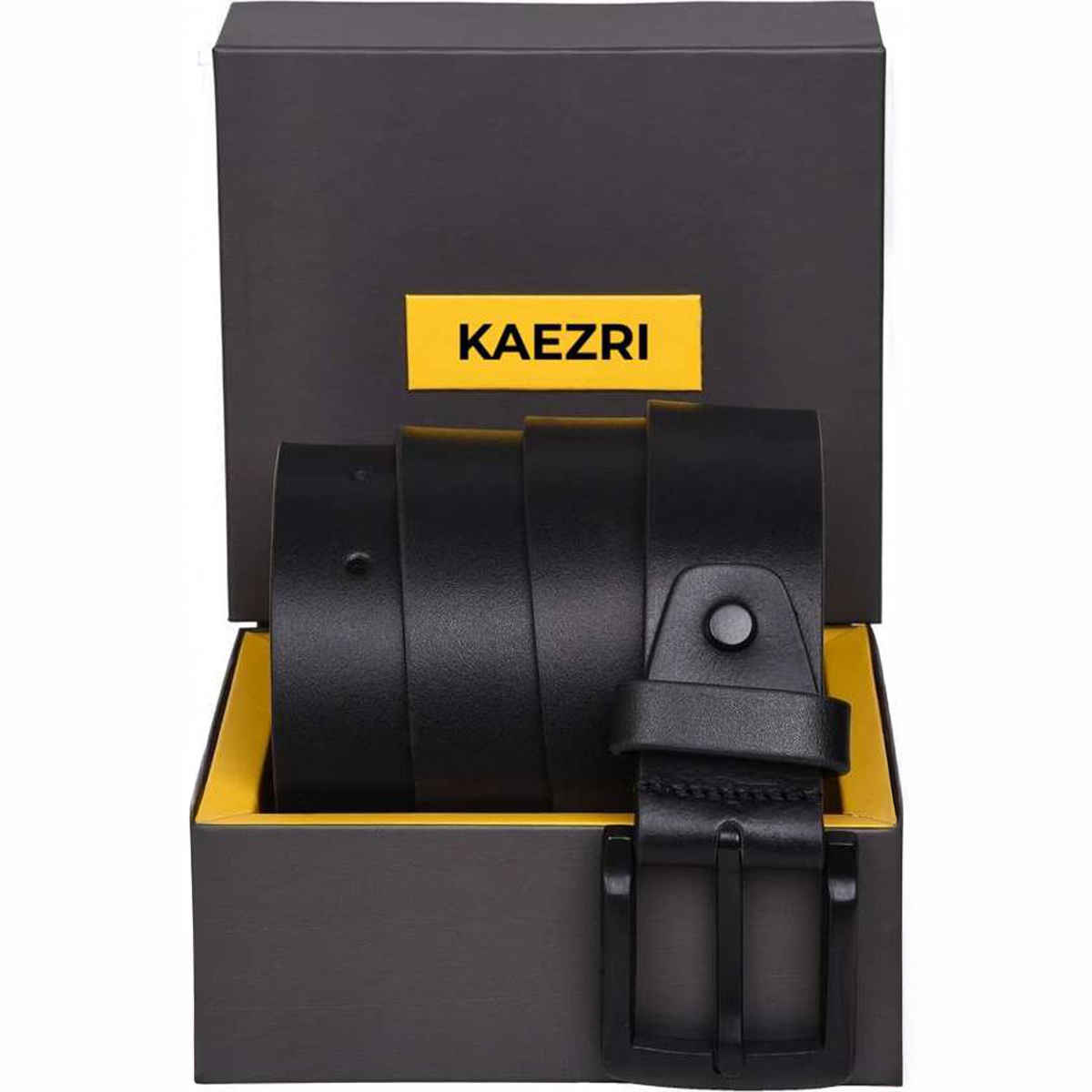 Kaezri Genuine Leather Black Buckle Belt for Men | Katabbd - 36