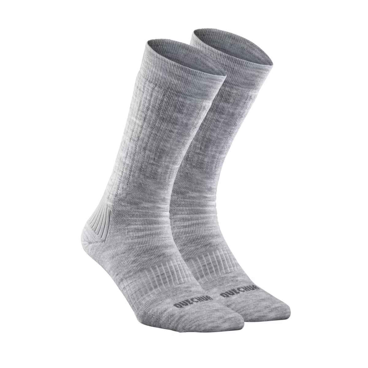 Decathlon | Quechua Unisex Acrylic and Wool Mid Calf Socks | Grey - UK 5.5 - 8